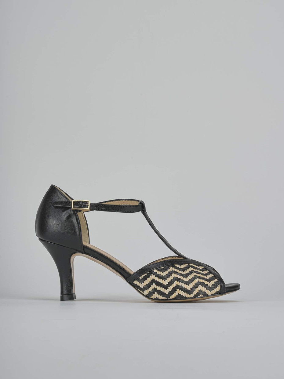 Sandalias de tacón alto tacón 7 cm negro cuero