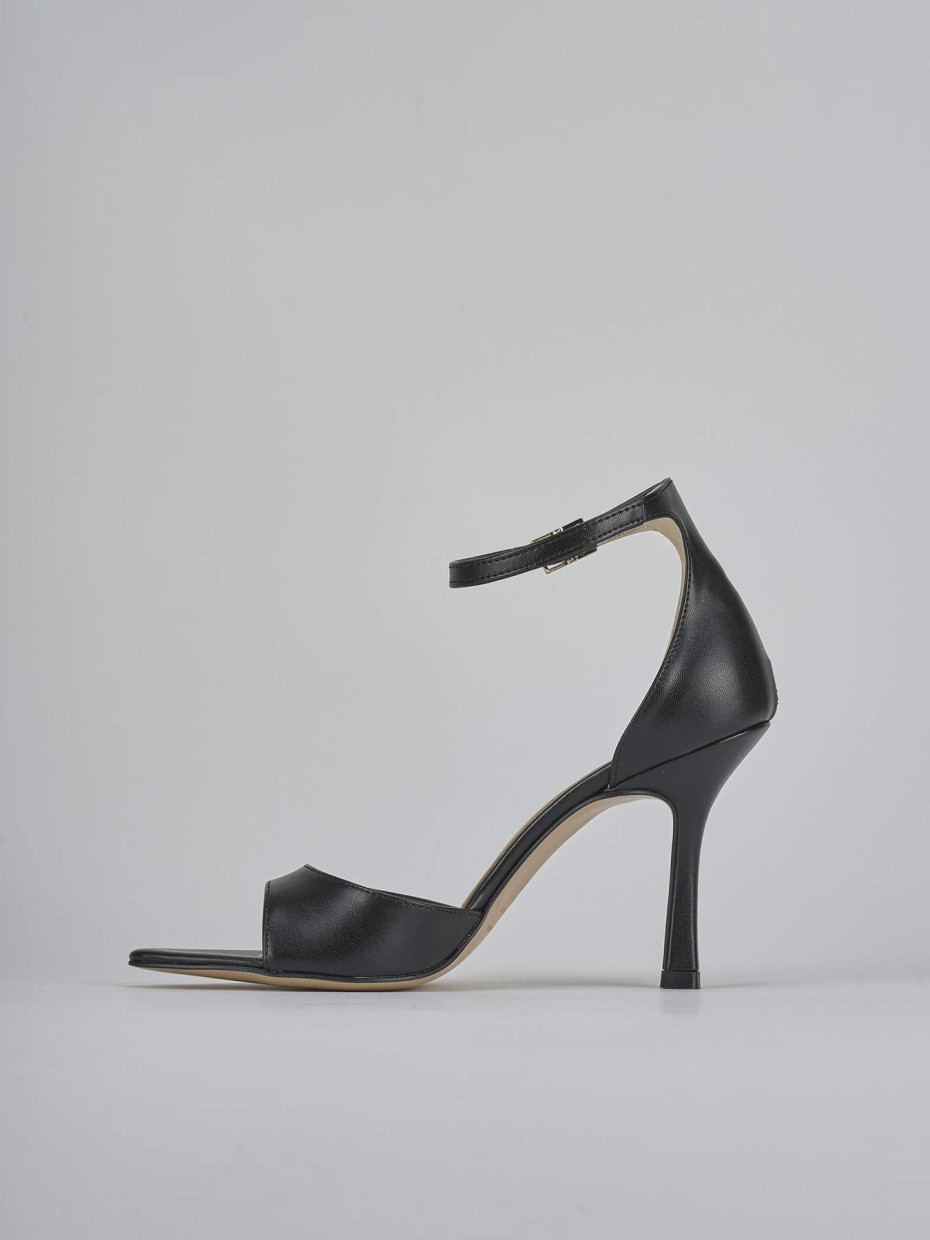 Sandalias de tacón alto tacón 9 cm negro cuero