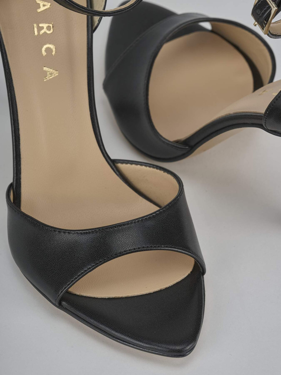 Sandalias de tacón alto tacón 9 cm negro cuero