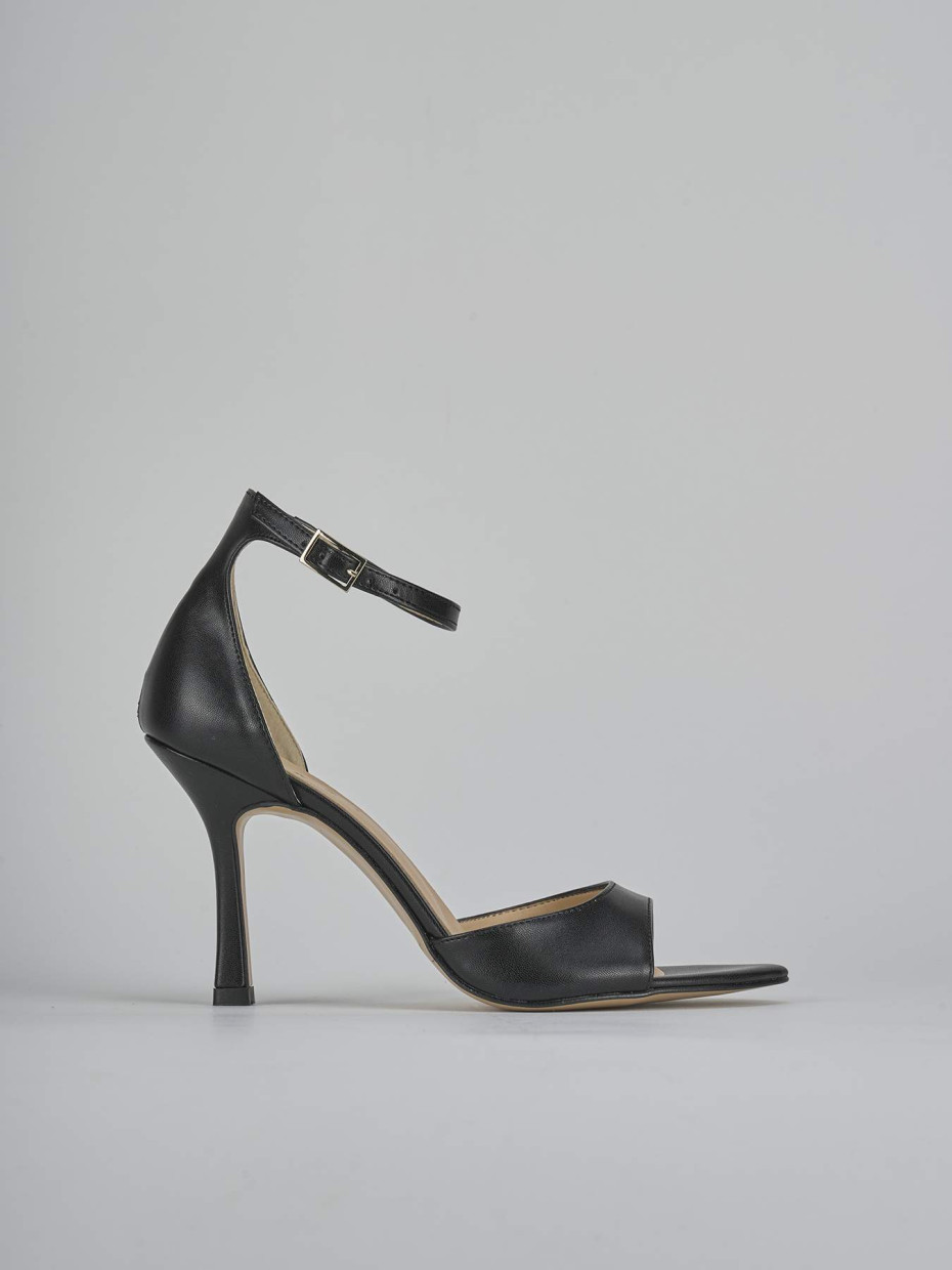Sandalias de tacón alto tacón 9 cm negro cuero