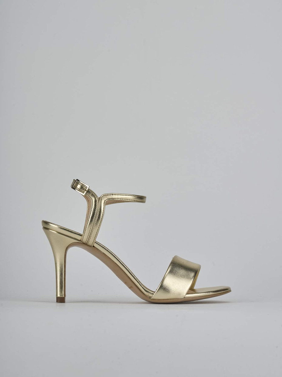 Sandalias de tacón alto tacón 7 cm oro cuero
