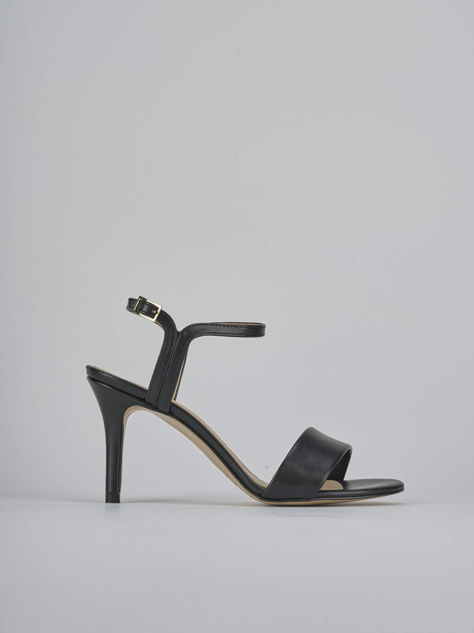 Sandalias de tacón alto tacón 7 cm negro cuero