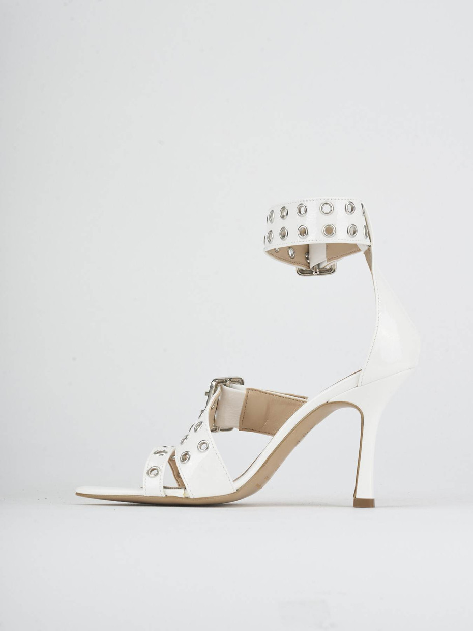 Sandalias de tacón alto tacón 9 cm blanco charol