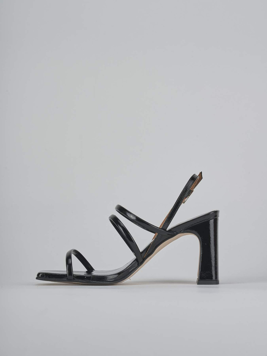 Sandalias de tacón alto tacón 8 cm negro charol