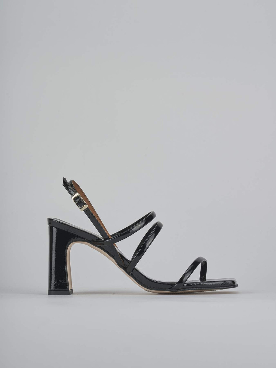 Sandalias de tacón alto tacón 8 cm negro charol