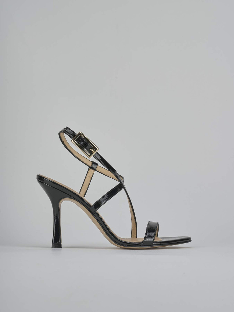 High heel sandals heel 9 cm black patent