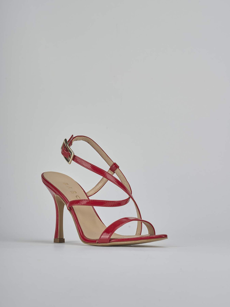 High heel sandals heel 9 cm red patent