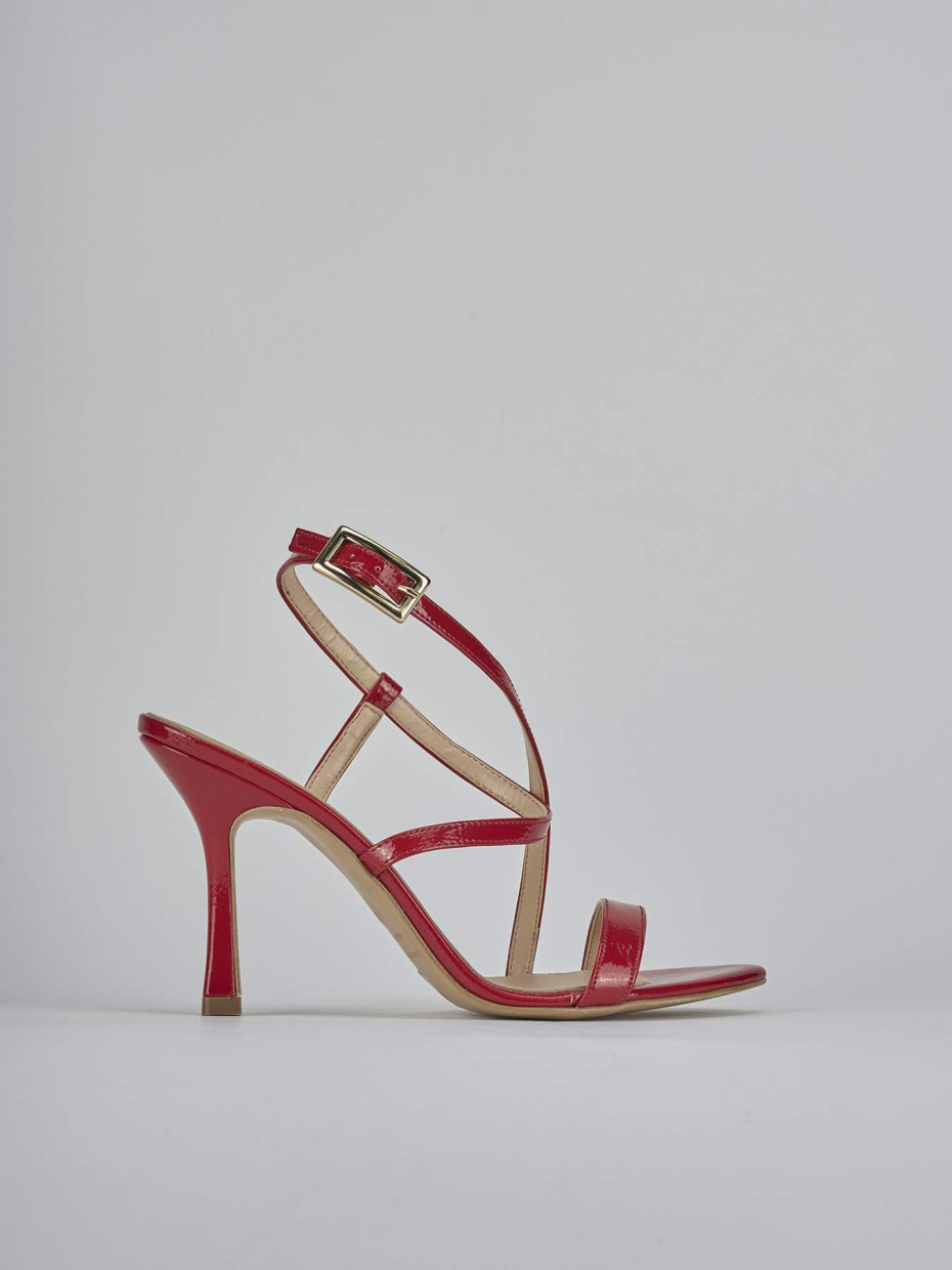 High heel sandals heel 9 cm red patent