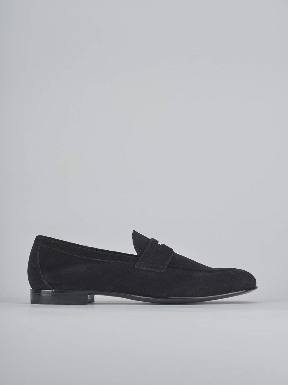 Mocasines tacón 1 cm azul ante
