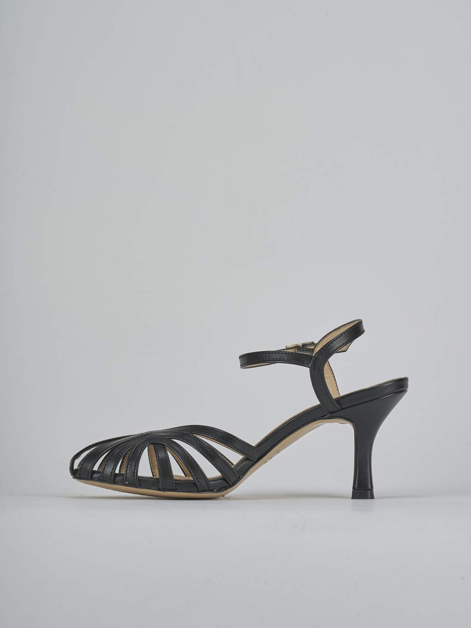 Sandalias de tacón alto tacón 6 cm negro cuero