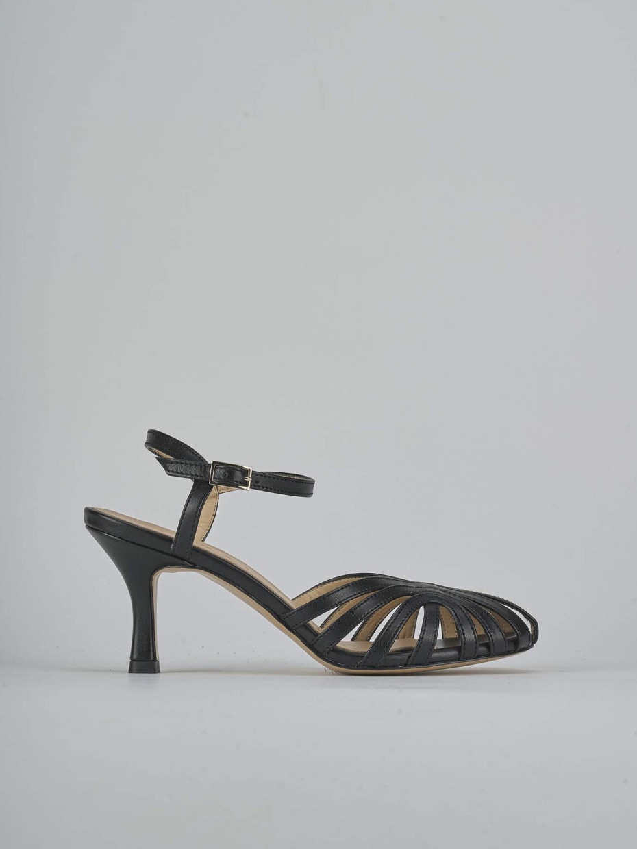 Sandalias de tacón alto tacón 6 cm negro cuero