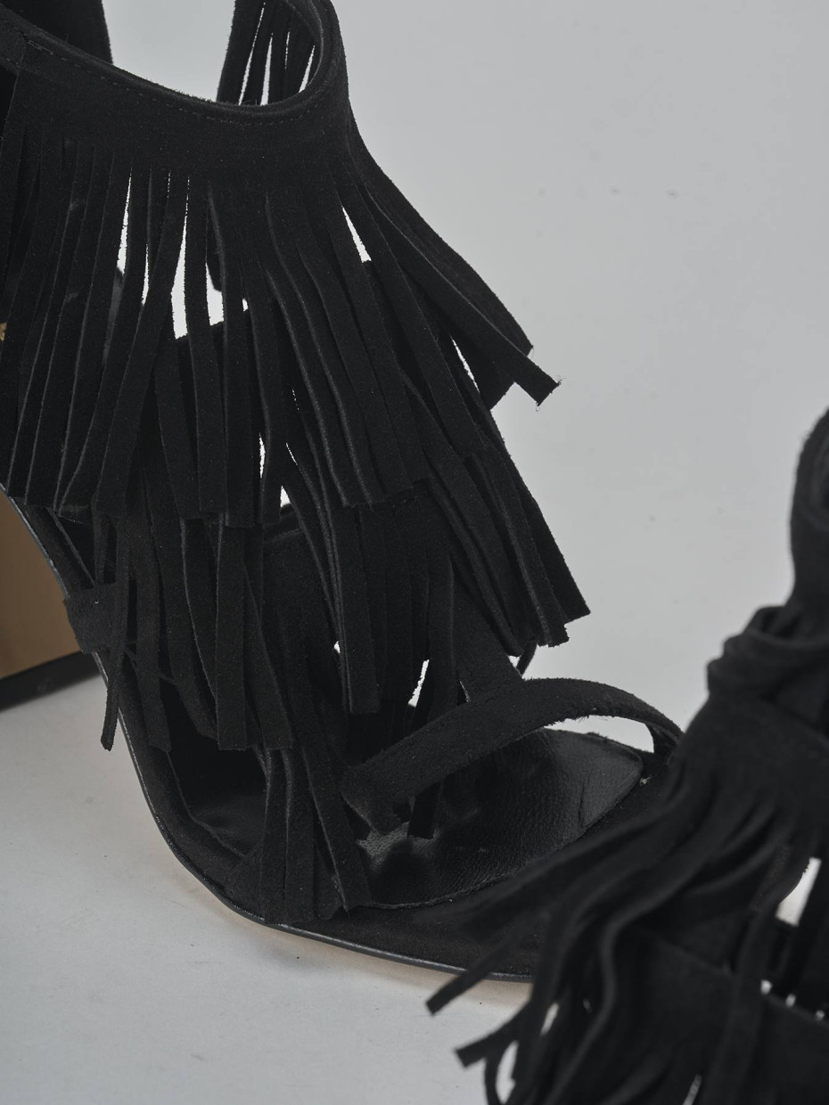 Sandali tacco 10cm camoscio nero