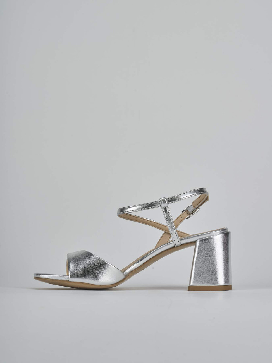 Sandalias de tacón alto tacón 9 cm plata cuero