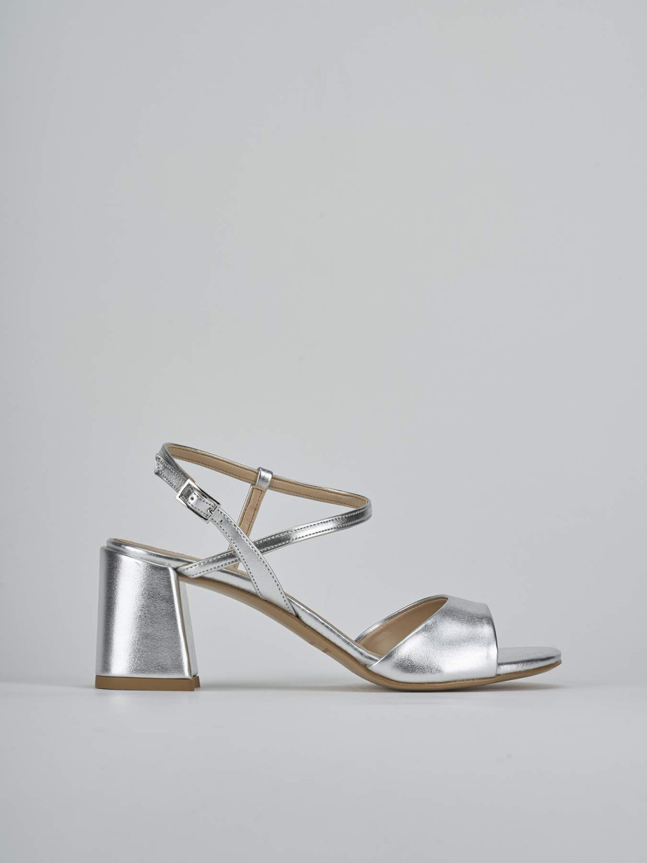 Sandalias de tacón alto tacón 9 cm plata cuero