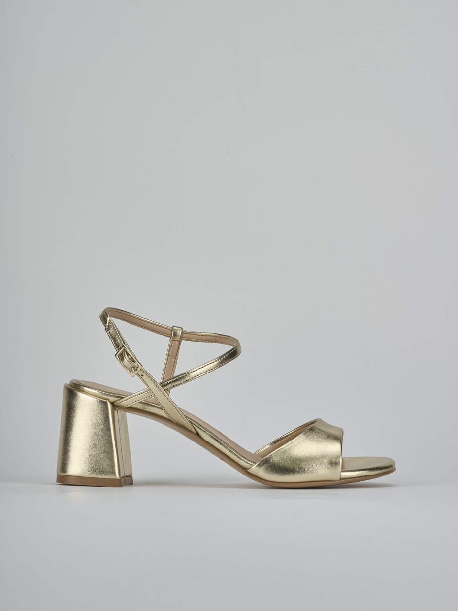 Sandalias de tacón alto tacón 9 cm oro cuero