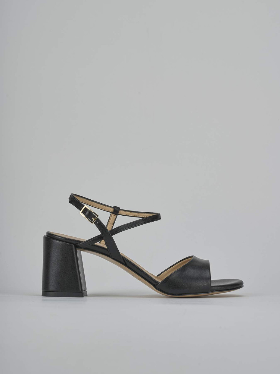 Sandalias de tacón alto tacón 9 cm negro cuero