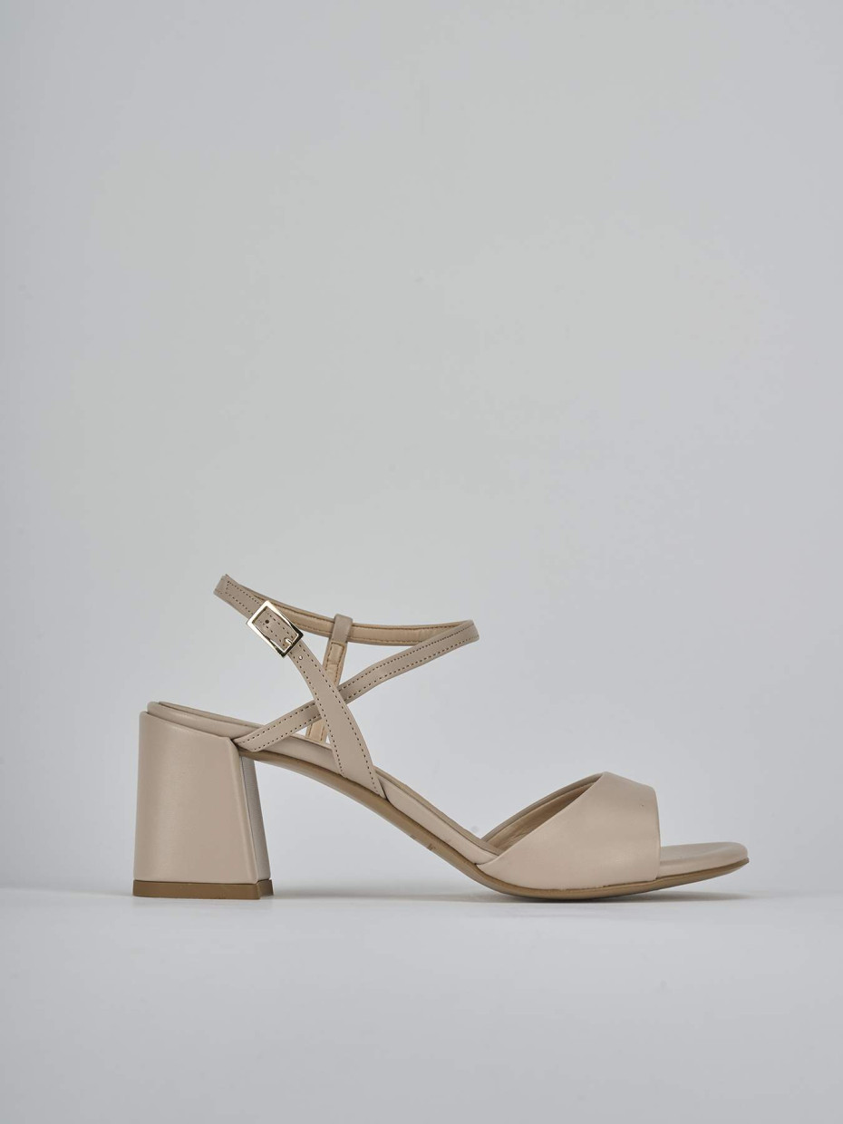 Sandalias de tacón alto tacón 9 cm beis cuero