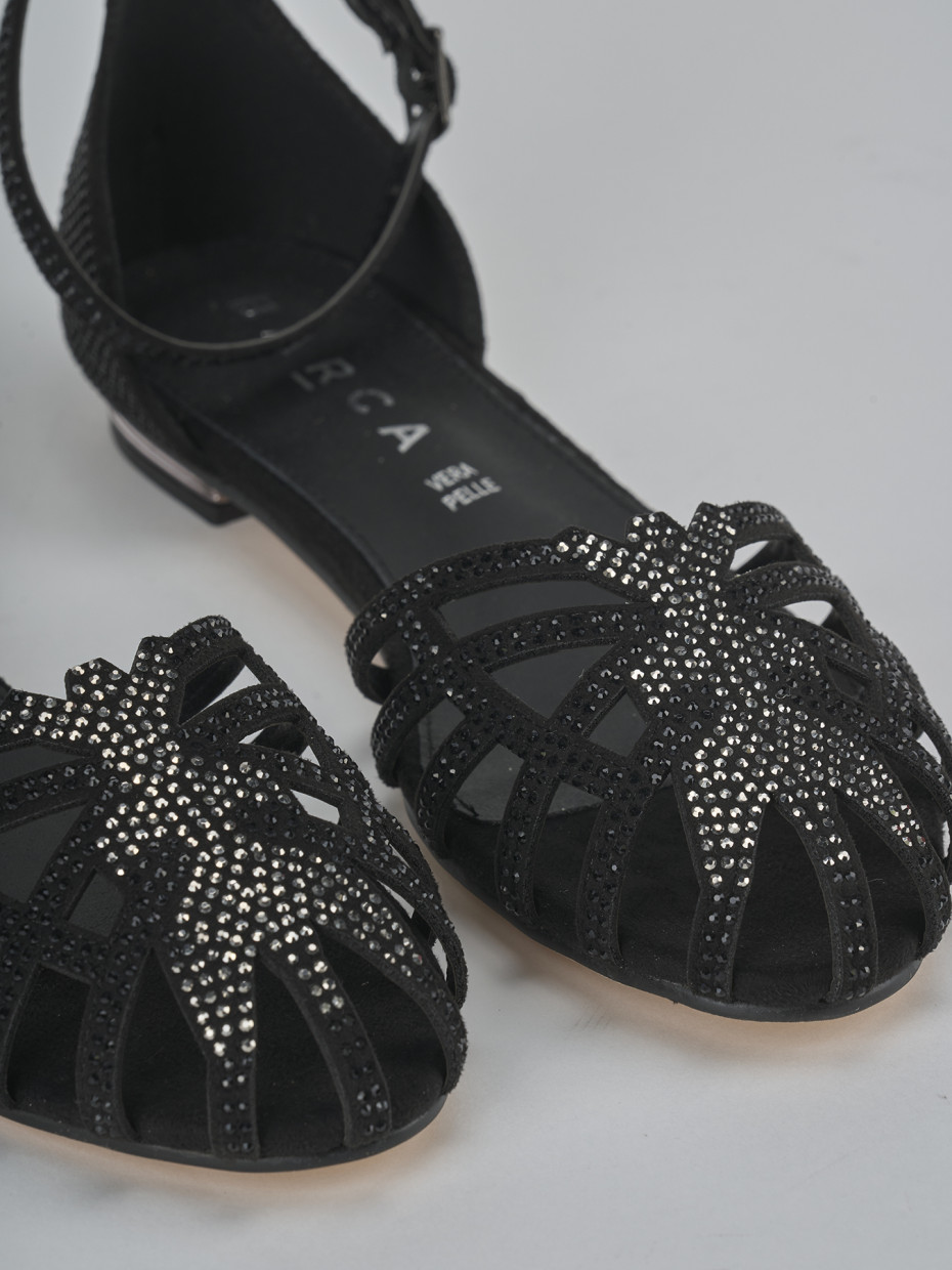Sandalias de tacón bajo tacón 2 cm negro ante sostenible