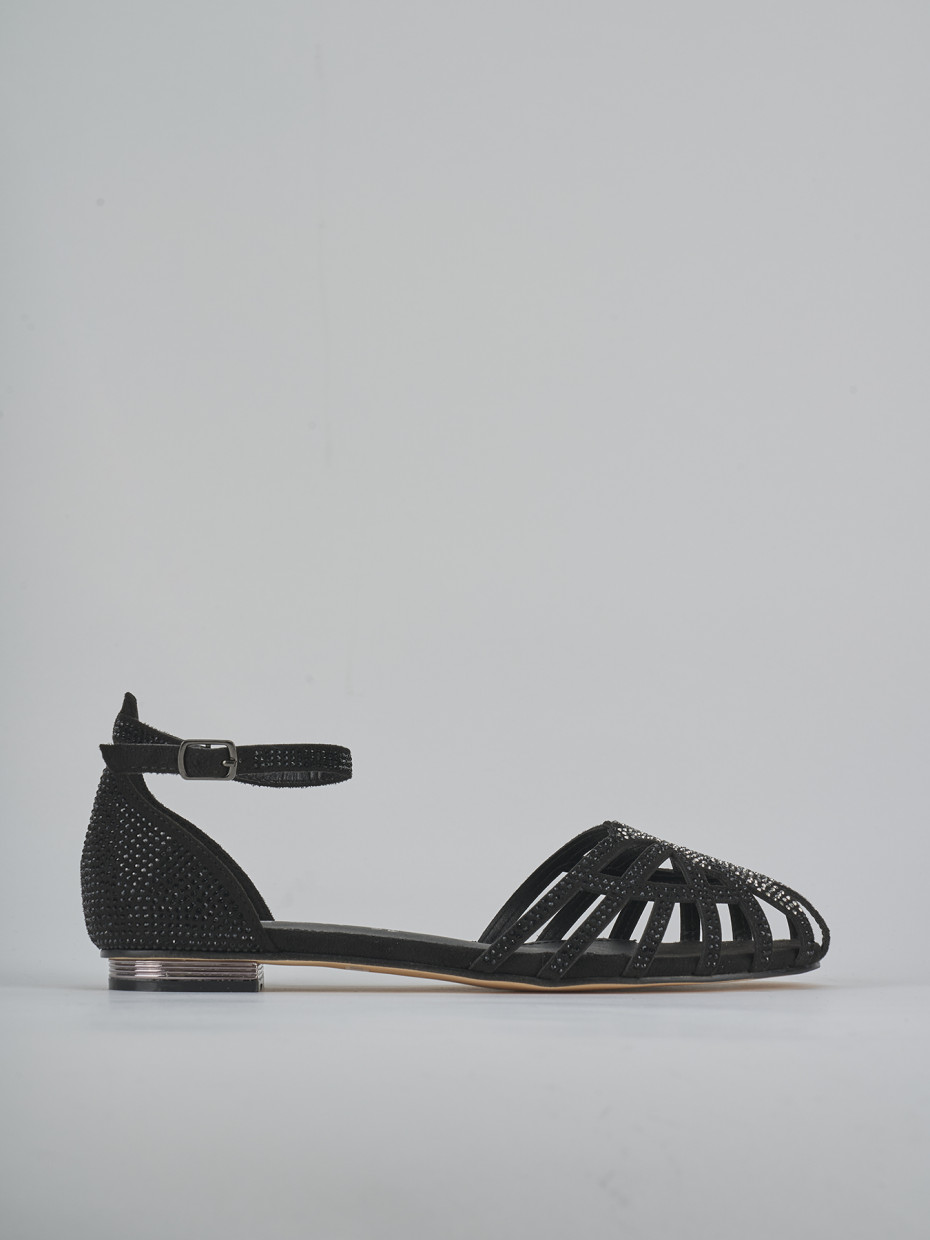Sandalias de tacón bajo tacón 2 cm negro ante sostenible