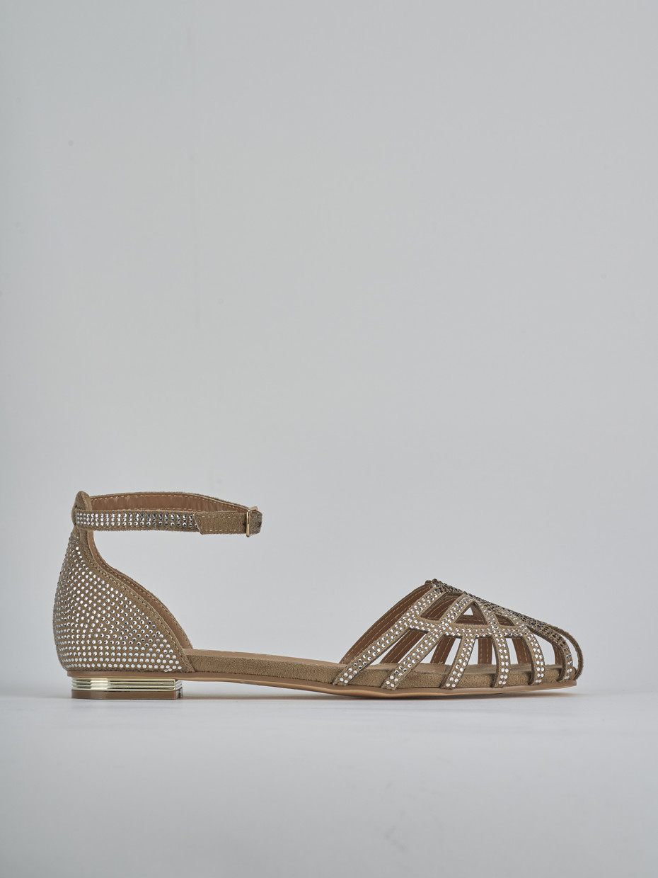 Sandali tacco 2cm camoscio sostenible beige