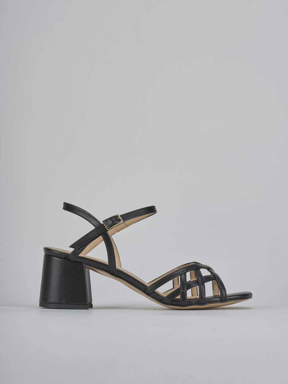 Sandalias de tacón alto tacón 5 cm negro cuero