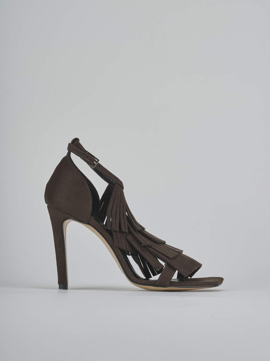 Sandalias de tacón alto tacón 10 cm marrón oscuro ante