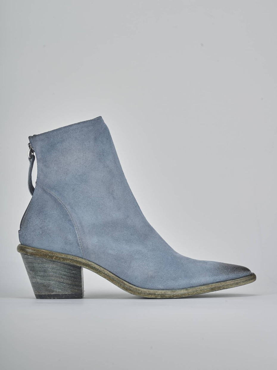 Botines de tacón alto tacón 5 cm jeans cuero