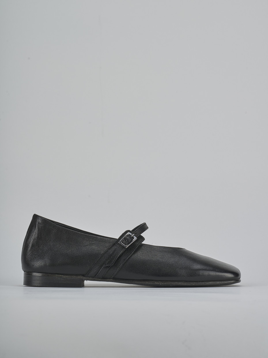 Bailarinas tacón 1 cm negro cuero