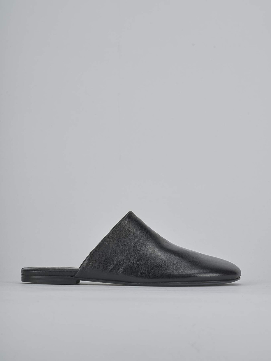 Sabot heel 1 cm black leather