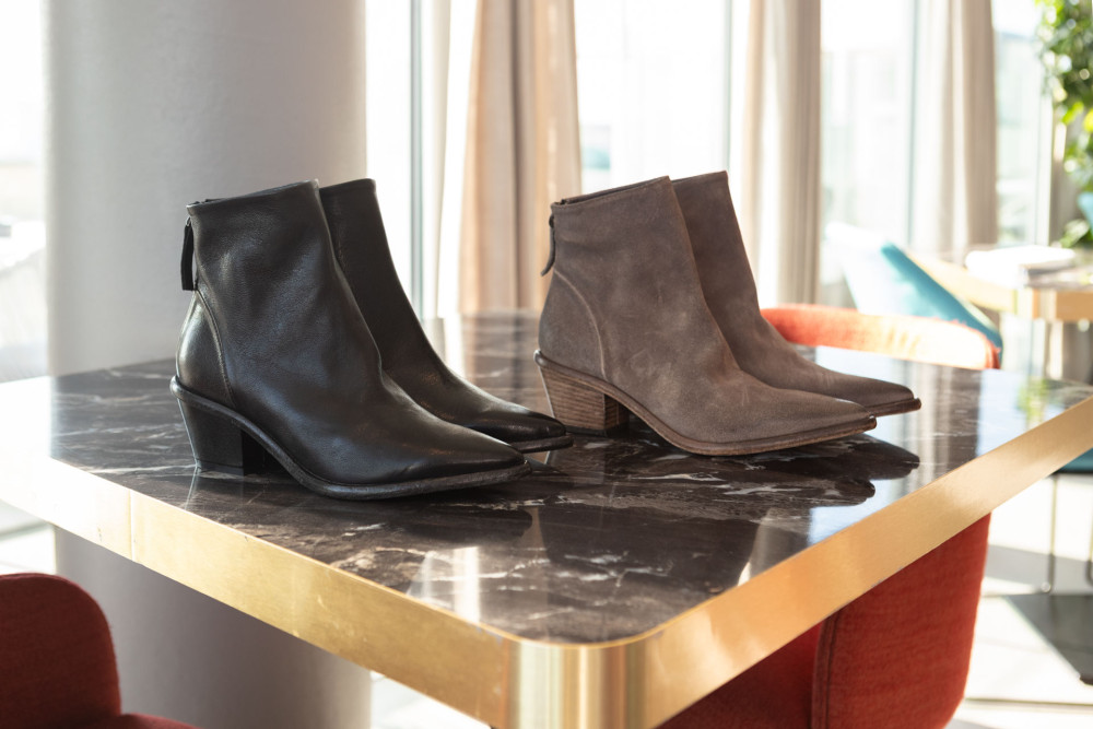 Stivaletti tacco 5cm pelle nero