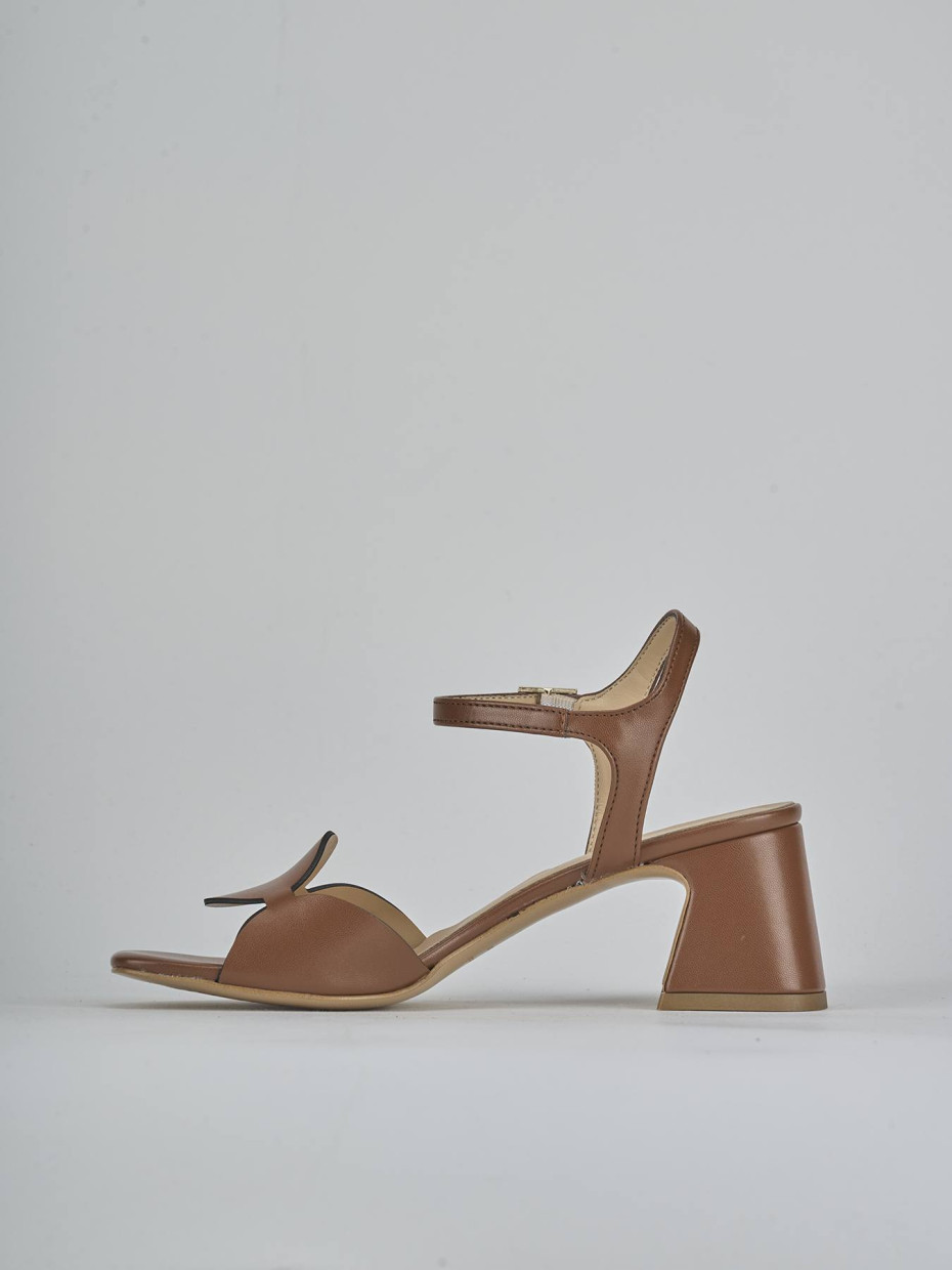 Sandalias de tacón alto tacón 5 cm marrón cuero