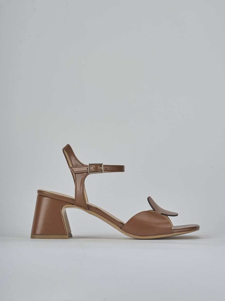 Sandalias de tacón alto tacón 5 cm marrón cuero