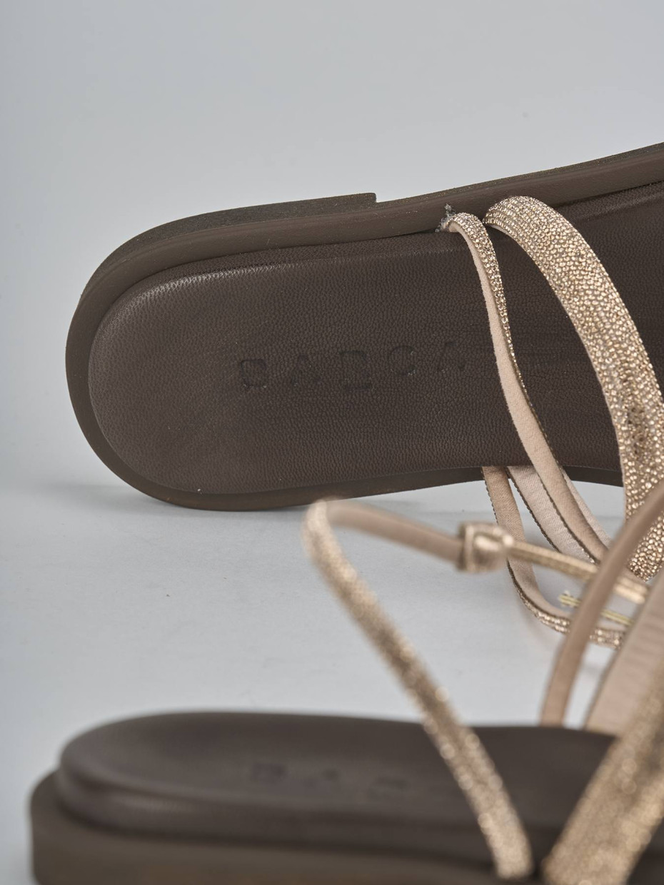 Low heel sandals heel 1 cm bronze leather