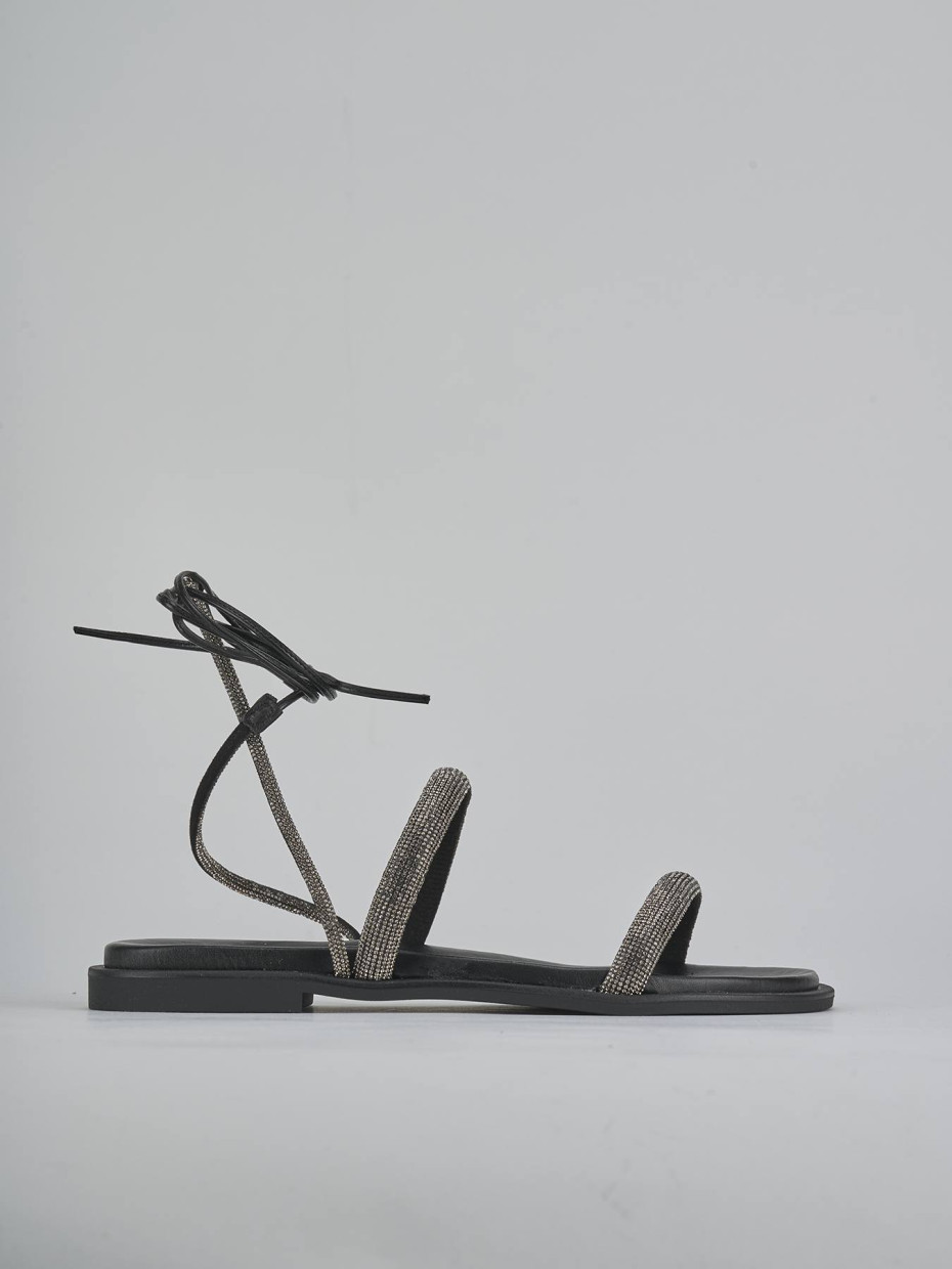Low heel sandals heel 1 cm silver leather