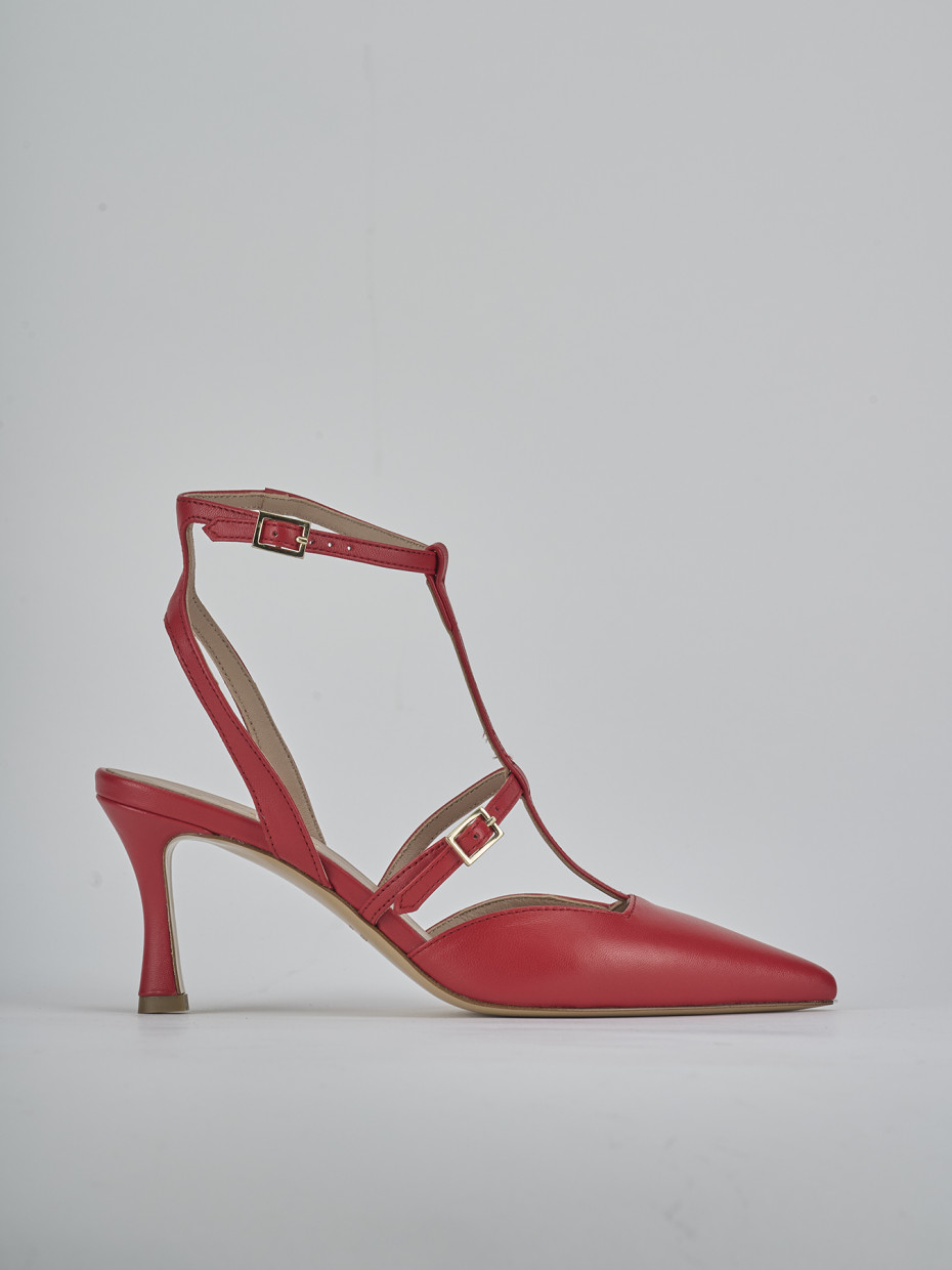Salones destalonados tacón 8 cm rojo cuero