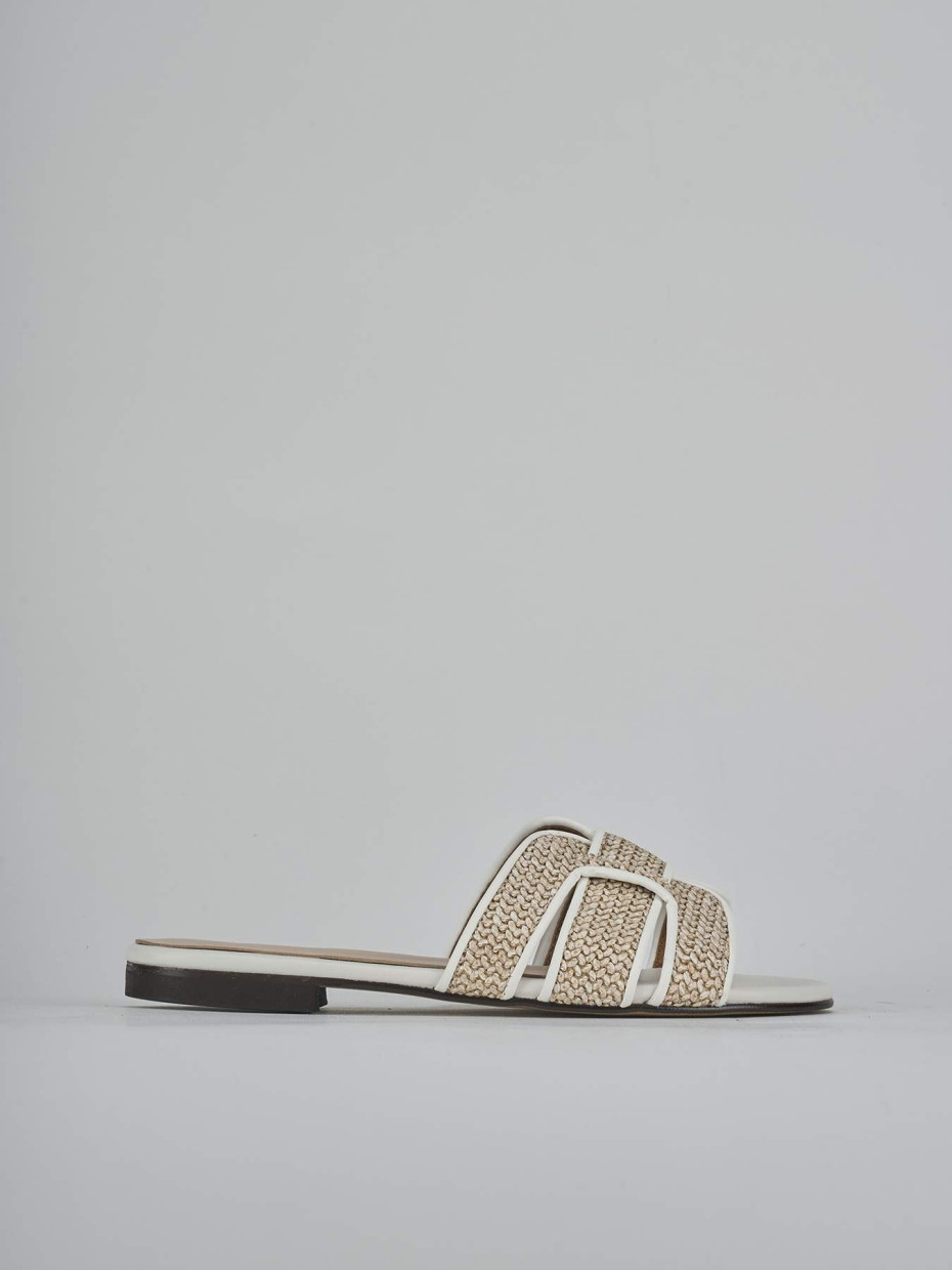 Mules tacón 1 cm blanco cuero