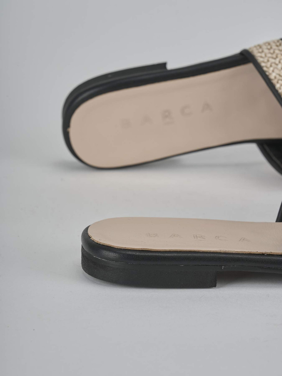 Mules tacón 1 cm negro cuero
