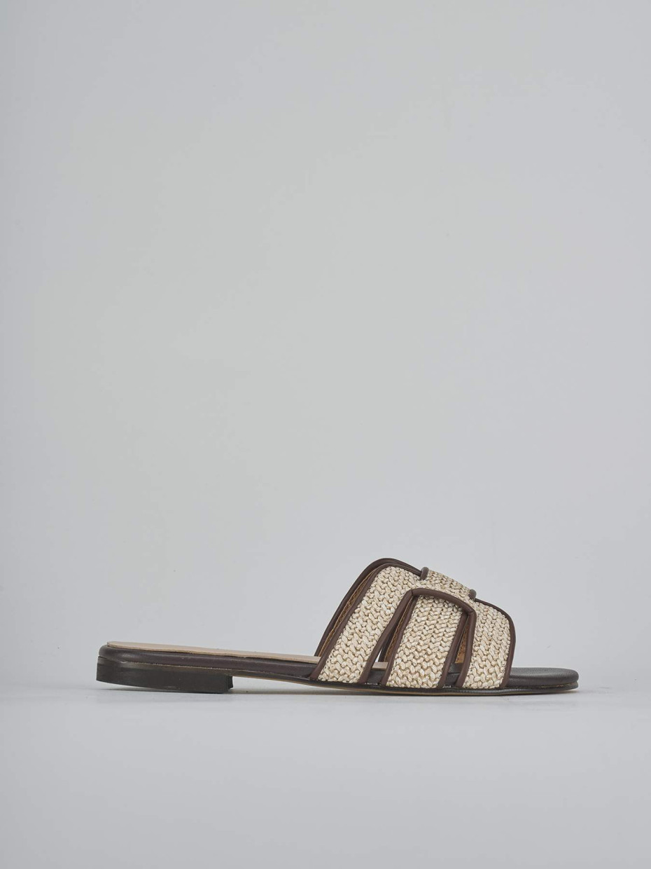 Mules tacón 1 cm marrón oscuro cuero
