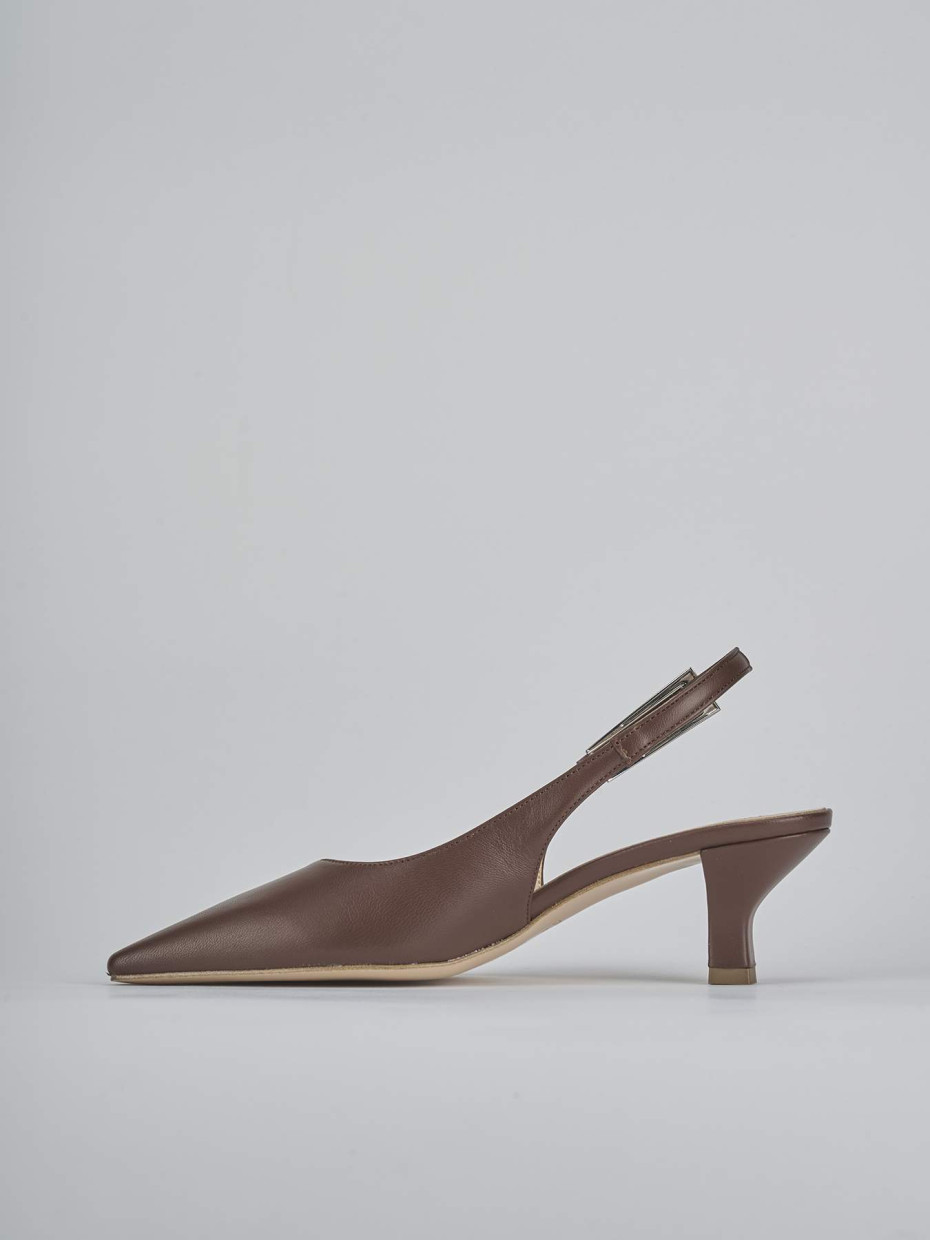 Slingback heel 6 cm dark brown leather
