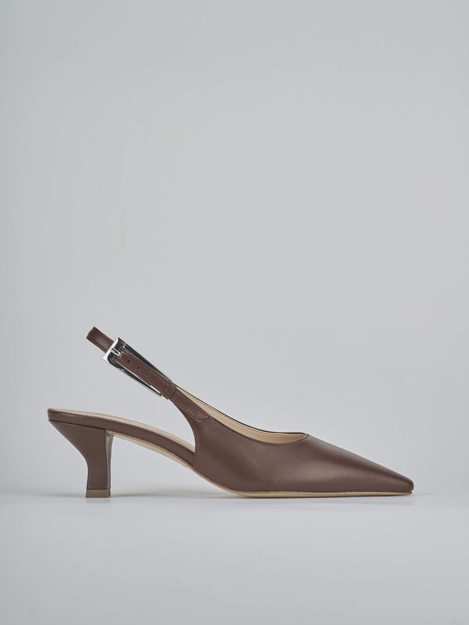 Slingback heel 6 cm dark brown leather