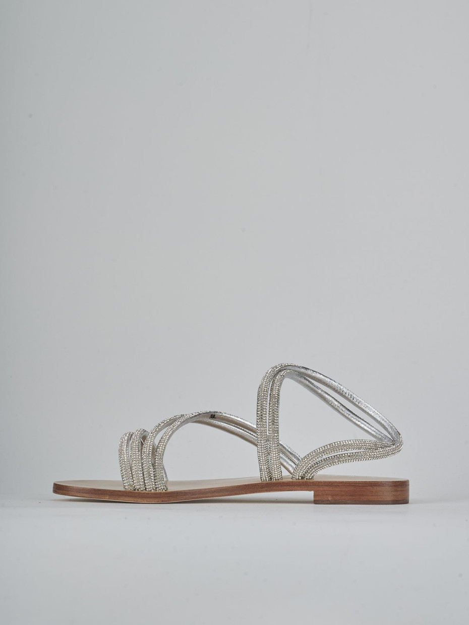 Sandali tacco 1cm pelle argento