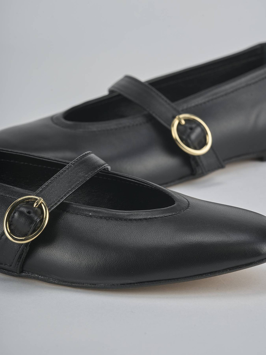 Bailarinas tacón 1 cm negro cuero