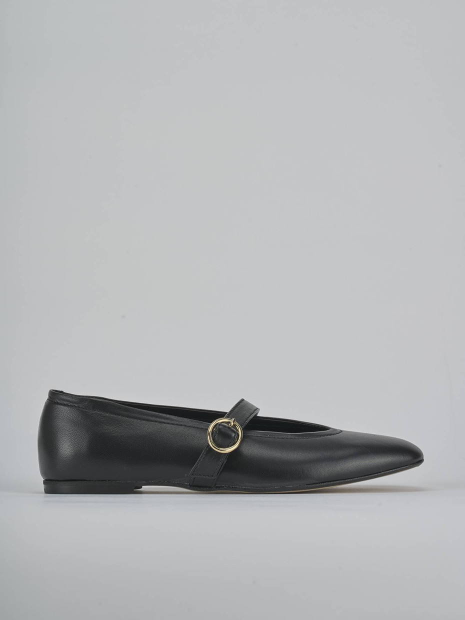 Bailarinas tacón 1 cm negro cuero