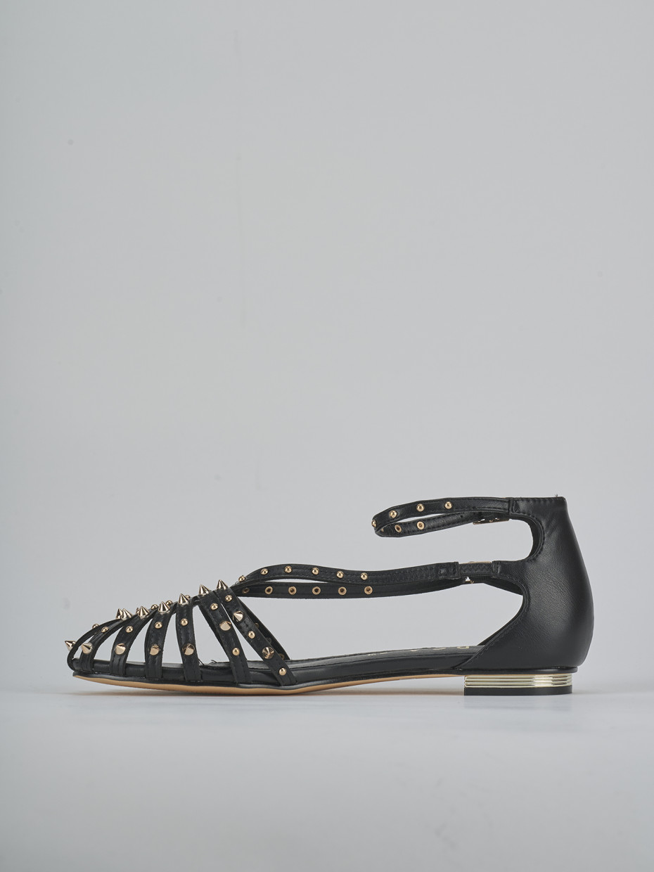 Sandalias de tacón bajo tacón 2 cm negro cuero sostenible