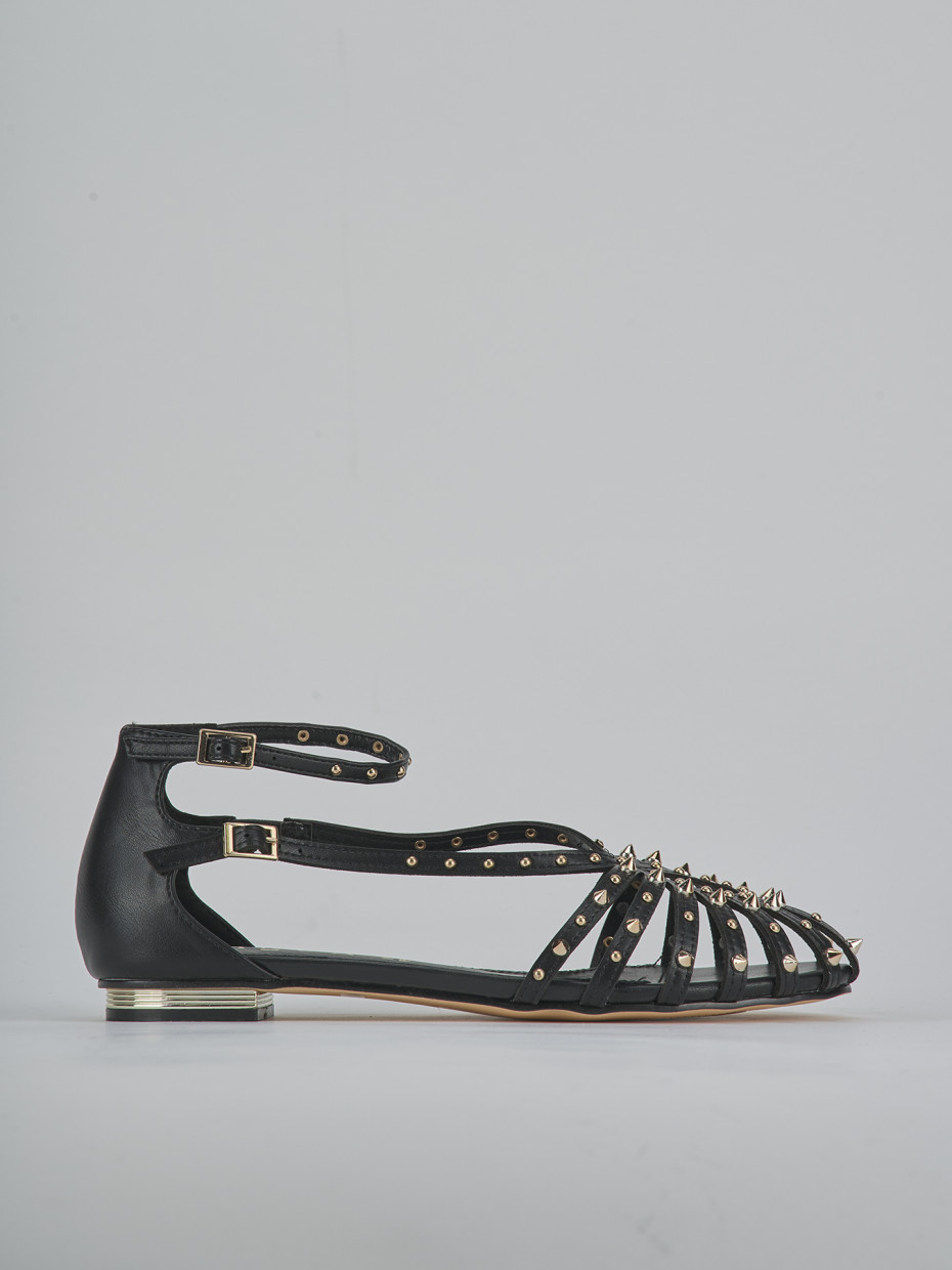 Sandalias de tacón bajo tacón 2 cm negro cuero sostenible