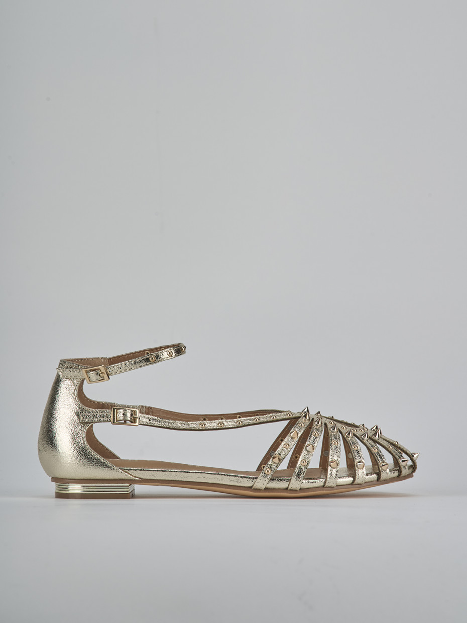 Low heel sandals heel 2 cm gold pelle sostenibile
