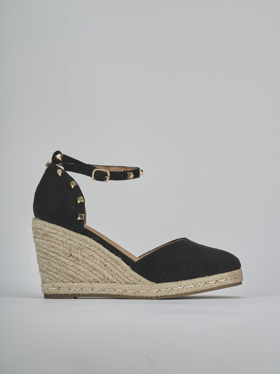 Alpargatas tacón 9 cm negro ante sostenible