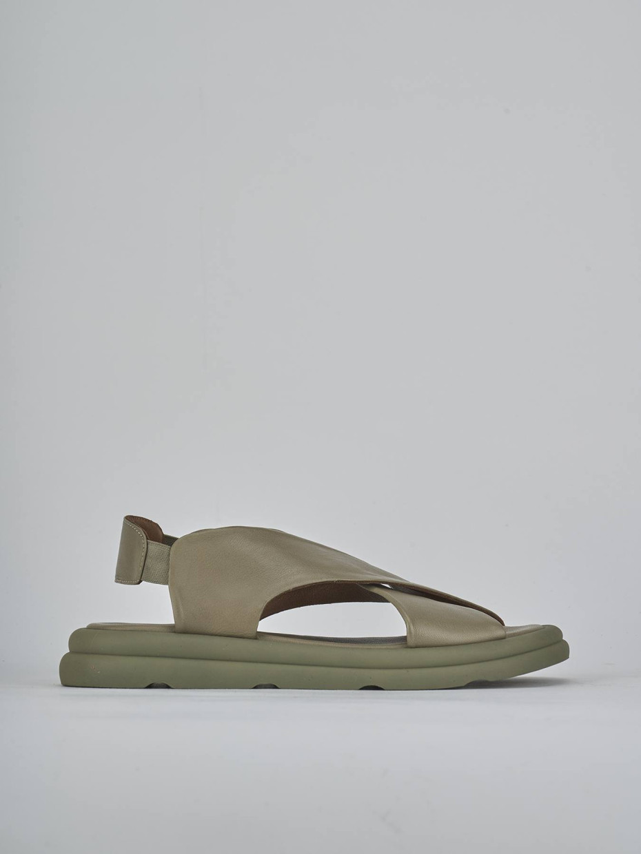 Sandalias de tacón bajo tacón 3 cm verde cuero