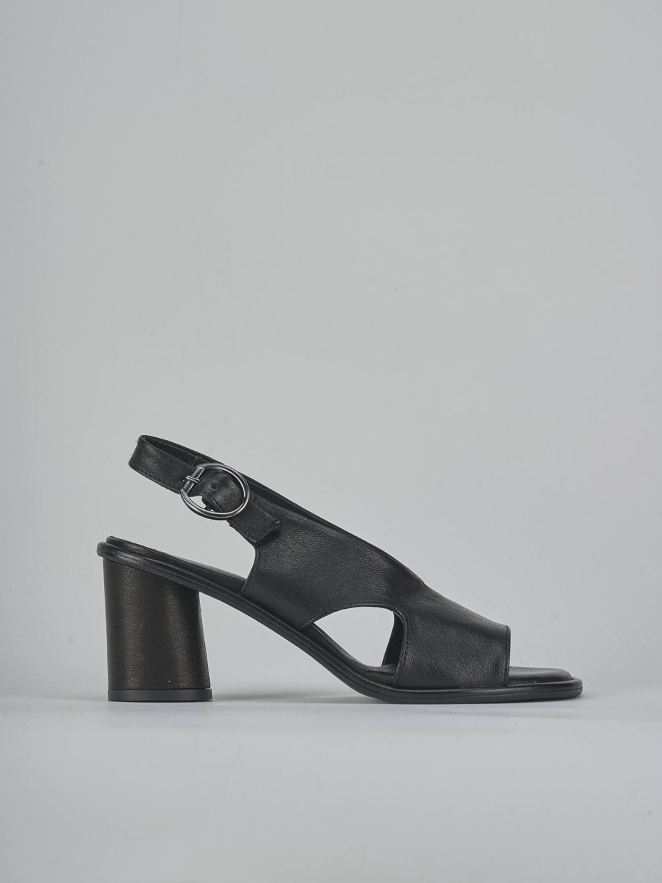 Sandalias de tacón alto tacón 6 cm negro cuero