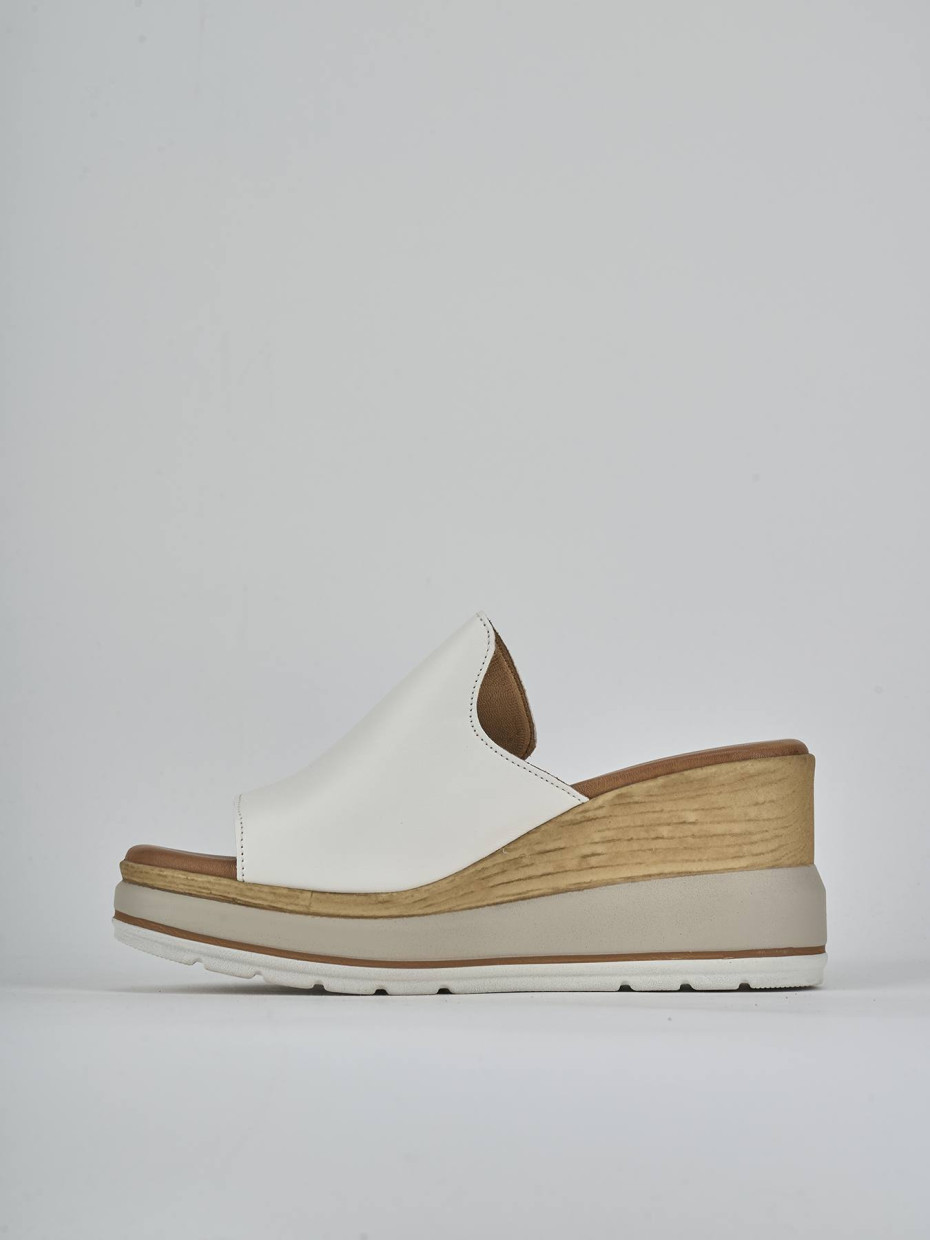Mules tacón 9 cm blanco cuero